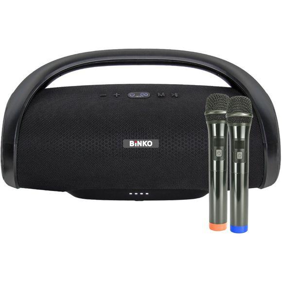 Binko Q-66X2 bærbar Bluetooth-høyttaler med to trådløse håndmikrofoner