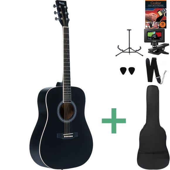 Svart Sant Guitars AC-84 SBK med tilbehør i startpakken